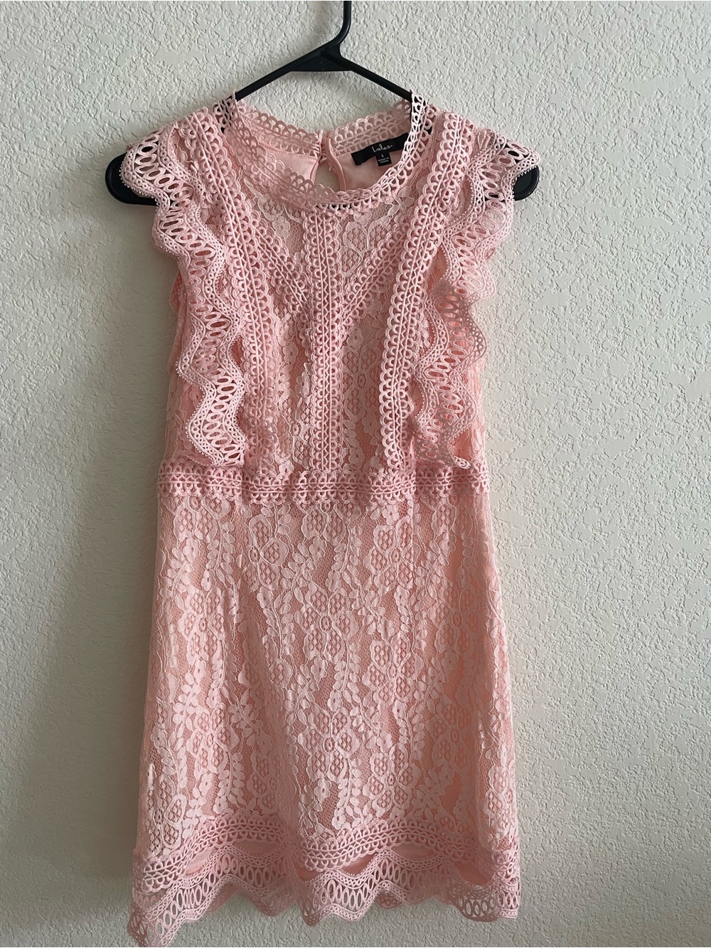 Lulu's Blush Pink Lace Ruffle Dress